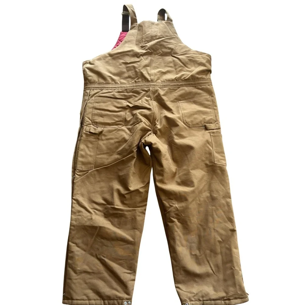 Carhartt Bib Overalls Mens 50x30 Brown R38 Duck Insulated Quilt Lined Workwear